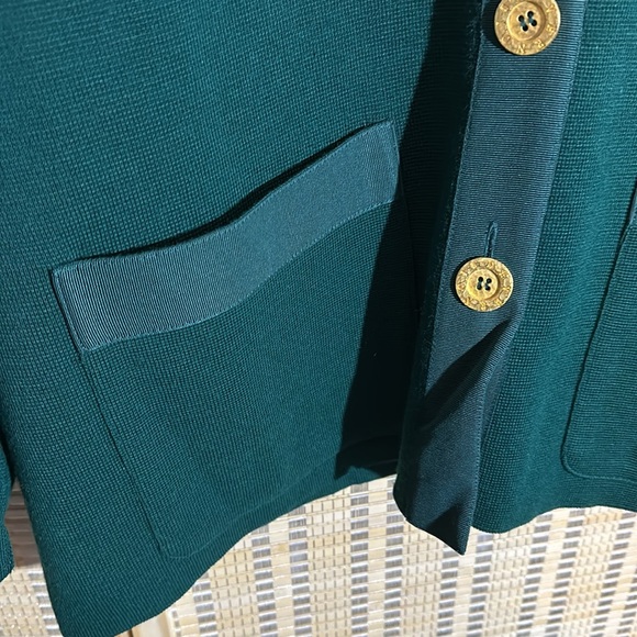 Devernois Paris Vintage 1970s Forest Green Preppy Cardigan Sweater Blazer - Picture 9 of 16